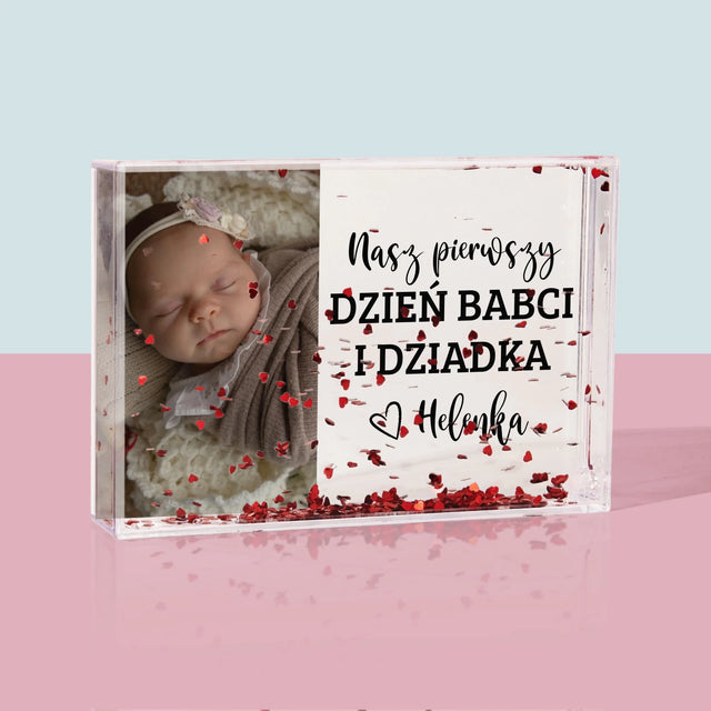 Zdjęcie i Podpis: Pierwszy Dzień Babci i Dziadka - Ramka Wodna