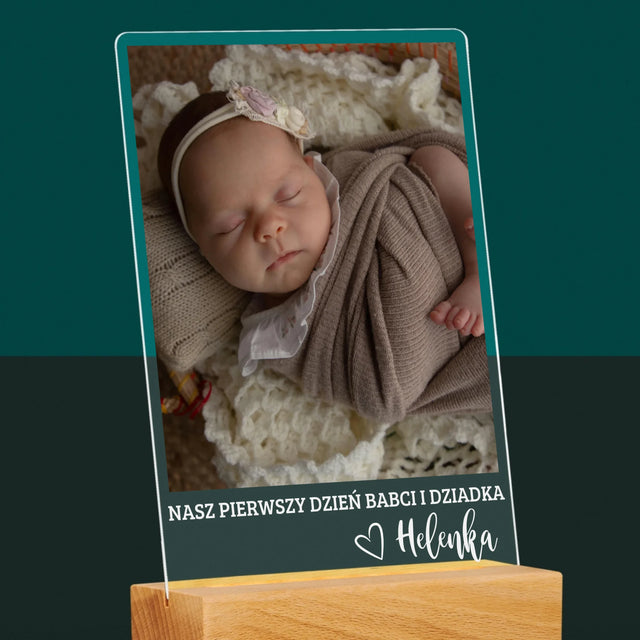 Zdjęcie i Podpis: Pierwszy Dzień Babci i Dziadka - Wydruk Na Szkle Akrylowym