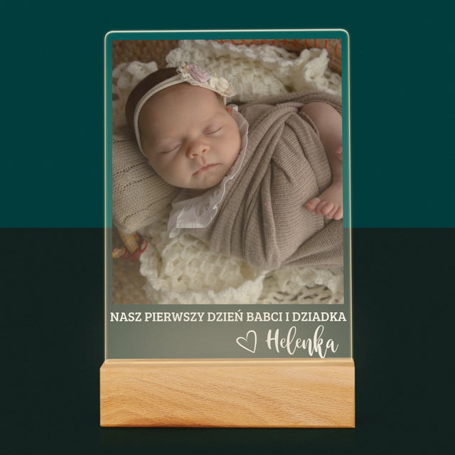 Zdjęcie i Podpis: Pierwszy Dzień Babci i Dziadka - Wydruk Na Szkle Akrylowym