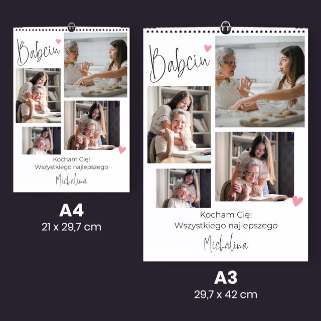 Fotokolaż: Babciu Kocham Cię - Personalizowany Kalendarz Ścienny