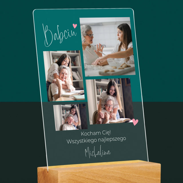 Fotokolaż: Babciu Kocham Cię - Wydruk Na Szkle Akrylowym