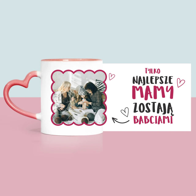 Zdjęcie i Podpis: Najlepsze Mamy Zostają Babciami - Kubek z Nadrukiem