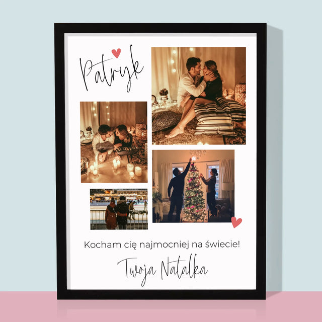 Fotokolaż: Kochanie Kocham Cię - Wydruk Obramowany