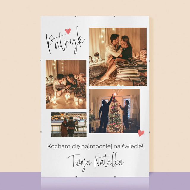 Fotokolaż: Kochanie Kocham Cię - Personalizowany Plakat