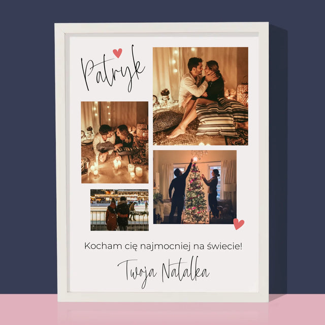 Fotokolaż: Kochanie Kocham Cię - Wydruk Obramowany