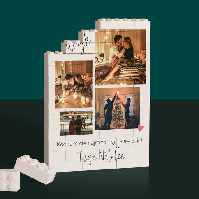 Fotokolaż: Kochanie Kocham Cię - Klocki LEGO z Nadrukiem