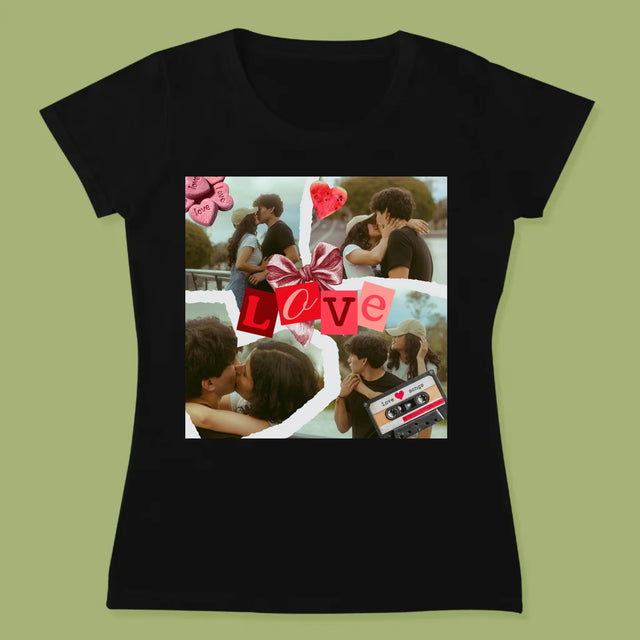 Fotokolaż: Love Retro - Koszulka Damska z Nadrukiem