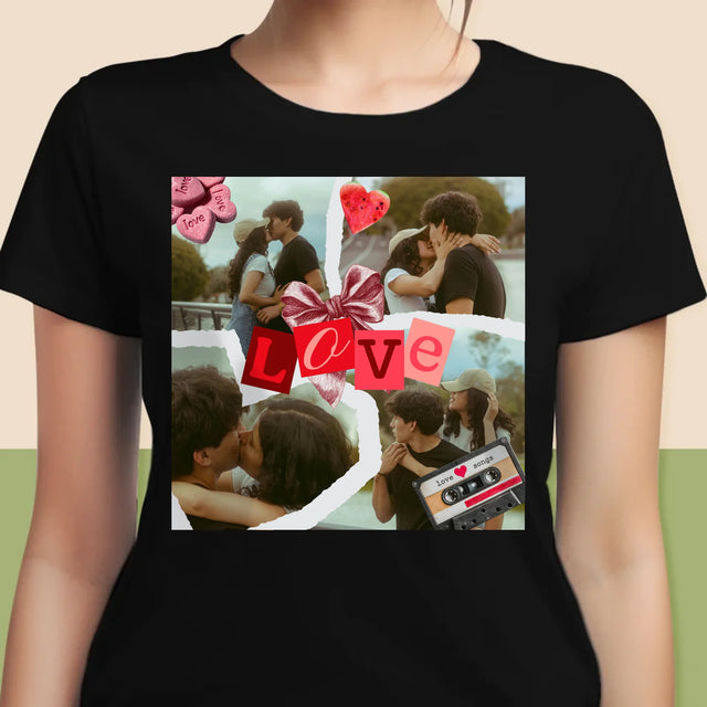Fotokolaż: Love Retro - Koszulka Damska z Nadrukiem