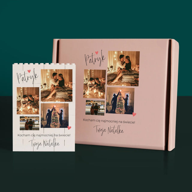 Fotokolaż: Kochanie Kocham Cię - Klocki LEGO z Nadrukiem