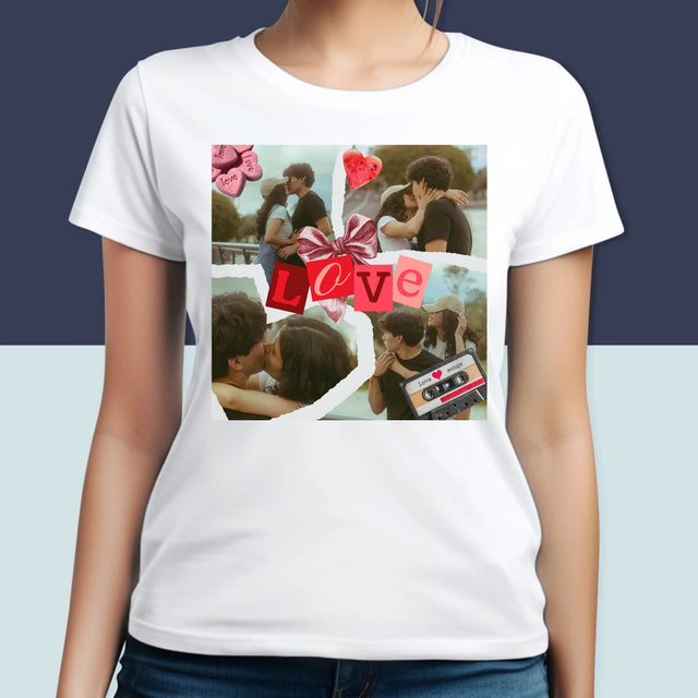 Fotokolaż: Love Retro - Koszulka Damska z Nadrukiem