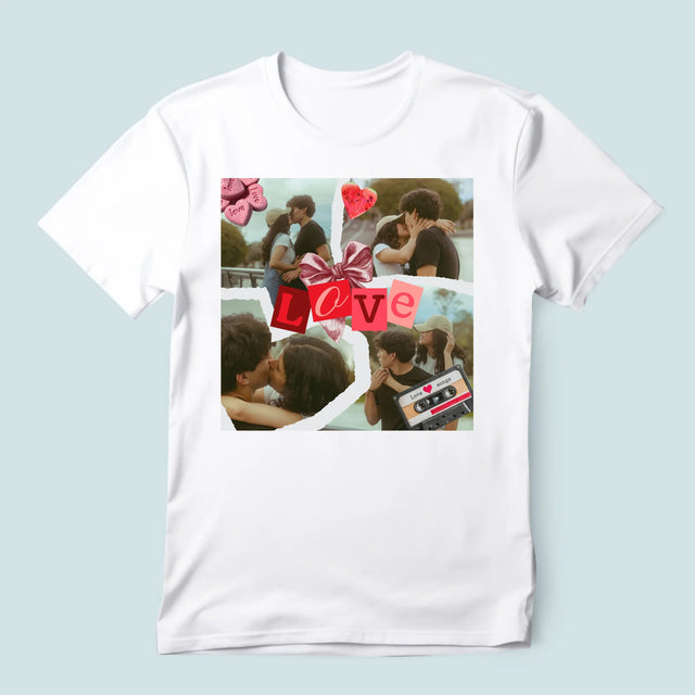Fotokolaż: Love Retro - Koszulka Męska z Nadrukiem