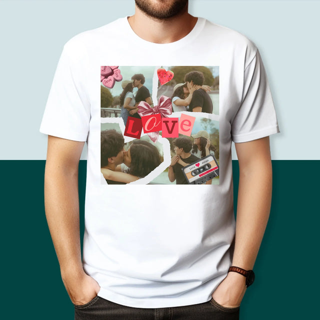Fotokolaż: Love Retro - Koszulka Męska z Nadrukiem