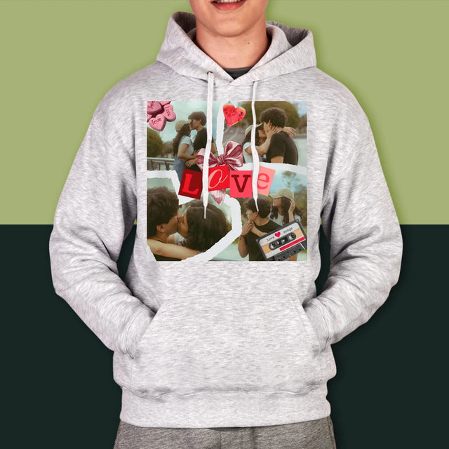 Fotokolaż: Love Retro - Bluza Męska z Kapturem
