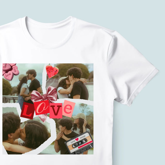 Fotokolaż: Love Retro - Koszulka Męska z Nadrukiem