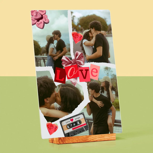 Fotokolaż: Love Retro - Wydruk Na Szkle Akrylowym