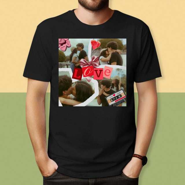 Fotokolaż: Love Retro - Koszulka Męska z Nadrukiem
