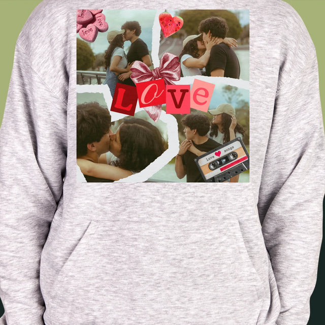 Fotokolaż: Love Retro - Bluza Męska z Kapturem