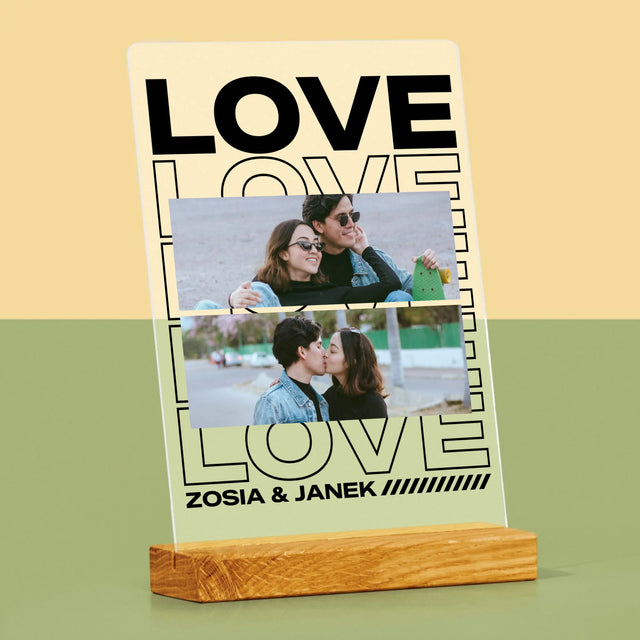 Fotokolaż: z Napisem Love - Wydruk Na Szkle Akrylowym
