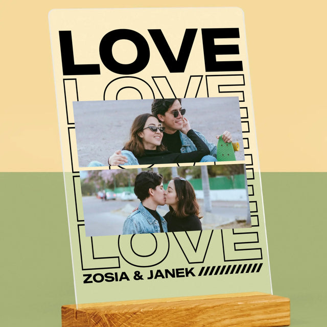 Fotokolaż: z Napisem Love - Wydruk Na Szkle Akrylowym