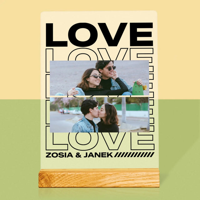 Fotokolaż: z Napisem Love - Wydruk Na Szkle Akrylowym