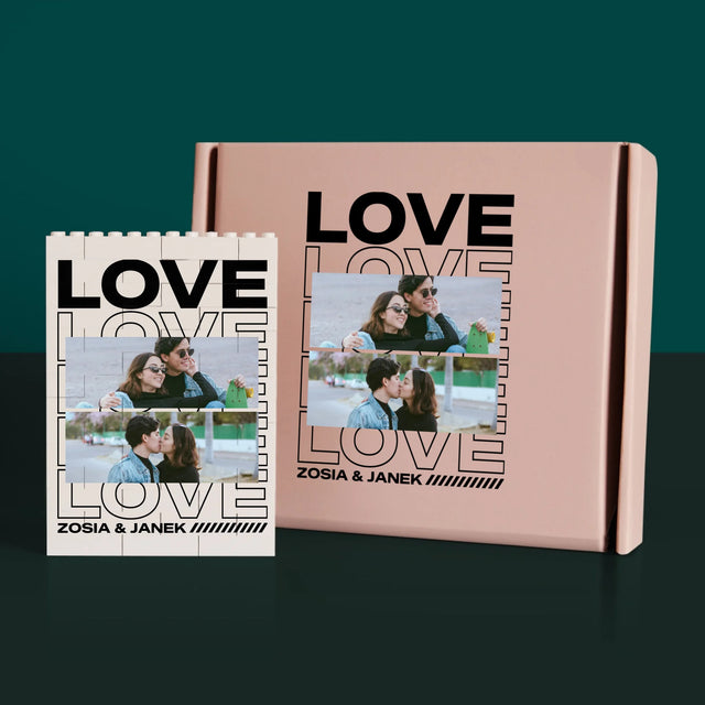 Fotokolaż: z Napisem Love - Klocki LEGO z Nadrukiem