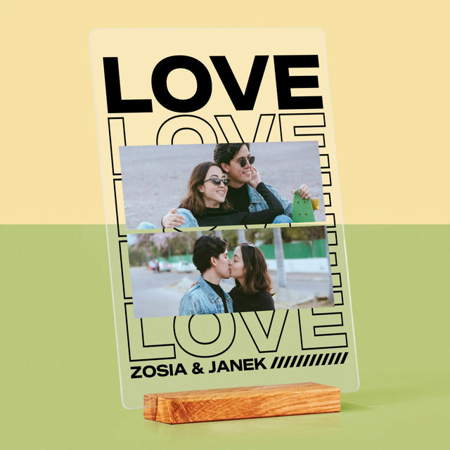 Fotokolaż: z Napisem Love - Wydruk Na Szkle Akrylowym