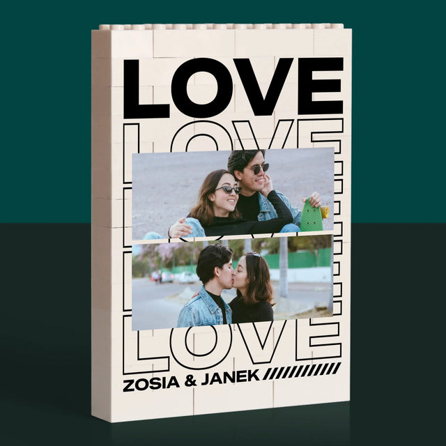 Fotokolaż: z Napisem Love - Klocki LEGO z Nadrukiem
