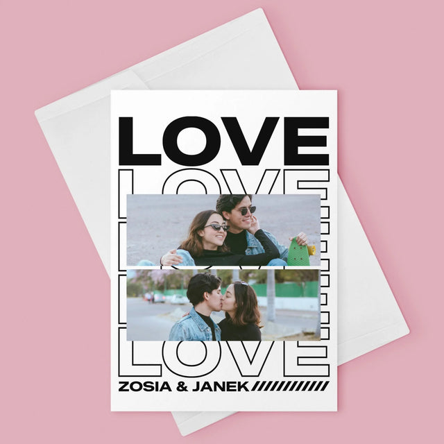 Fotokolaż: z Napisem Love - Kartka z Życzeniami