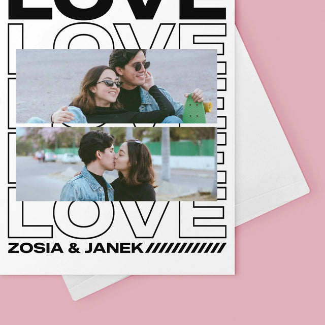 Fotokolaż: z Napisem Love - Kartka z Życzeniami
