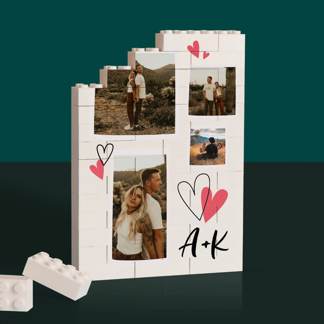 Fotokolaż: Serduszka Inicjały - Klocki LEGO z Nadrukiem