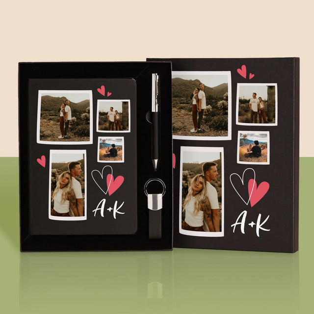 Fotokolaż: Serduszka Inicjały - Zestaw z Notatnikiem