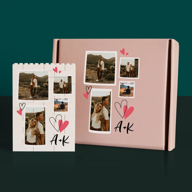 Fotokolaż: Serduszka Inicjały - Klocki LEGO z Nadrukiem