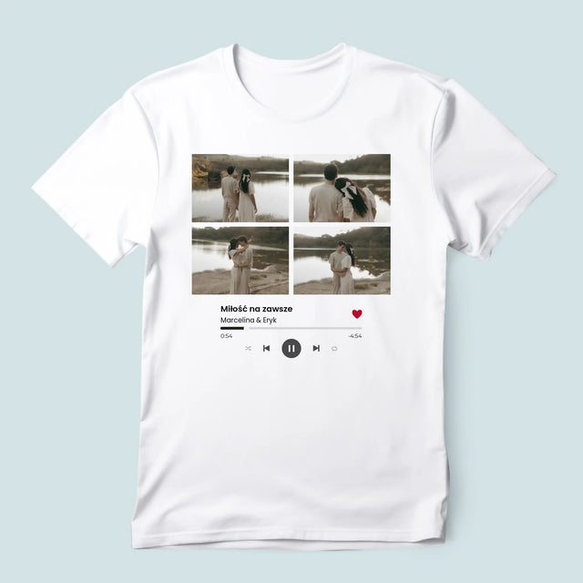 Fotokolaż: Spotify 4 Zdjęcia - Koszulka Męska z Nadrukiem