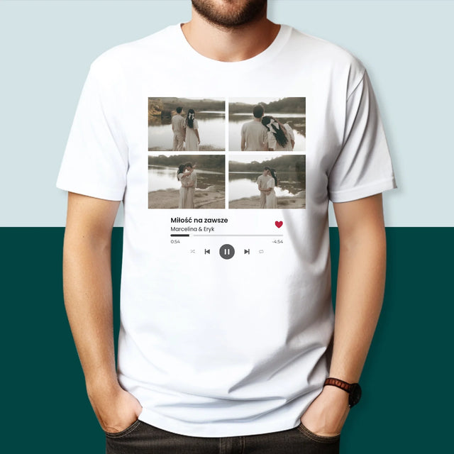 Fotokolaż: Spotify 4 Zdjęcia - Koszulka Męska z Nadrukiem