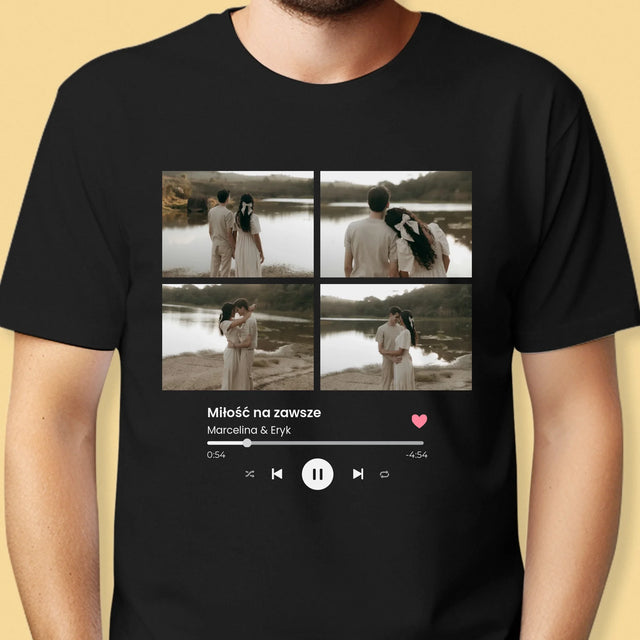 Fotokolaż: Spotify 4 Zdjęcia - Koszulka Męska z Nadrukiem