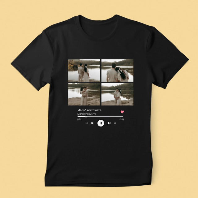 Fotokolaż: Spotify 4 Zdjęcia - Koszulka Męska z Nadrukiem