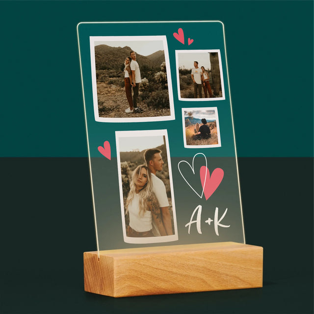 Fotokolaż: Serduszka Inicjały - Wydruk Na Szkle Akrylowym