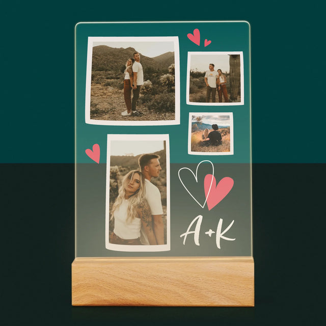 Fotokolaż: Serduszka Inicjały - Wydruk Na Szkle Akrylowym