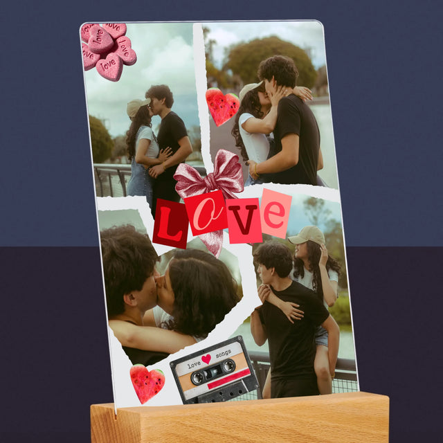 Fotokolaż: Love Retro - Wydruk Na Szkle Akrylowym