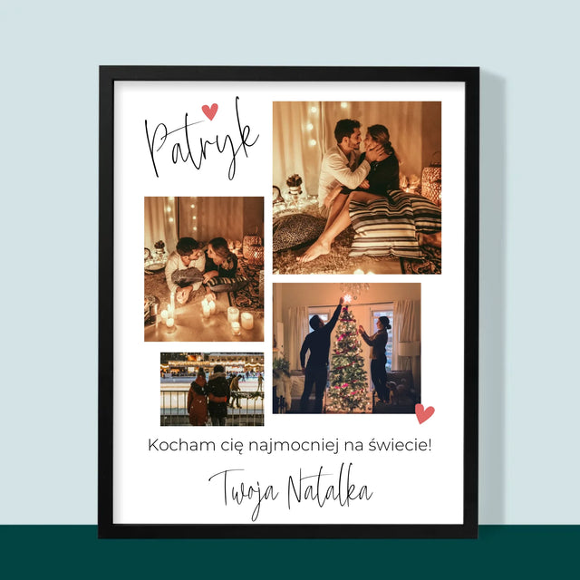 Fotokolaż: Kochanie Kocham Cię - Wydruk Obramowany