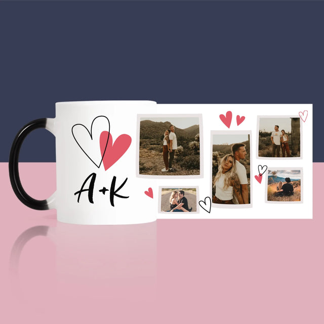 Fotokolaż: Serduszka Inicjały - Kubek z Nadrukiem