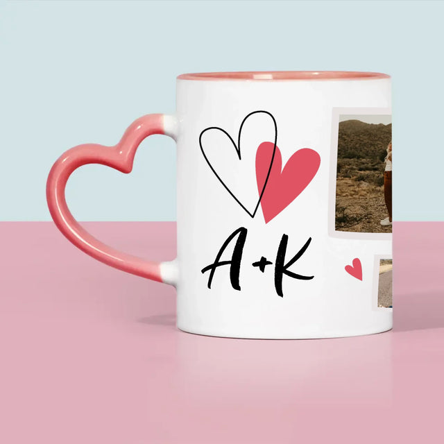 Fotokolaż: Serduszka Inicjały - Kubek z Nadrukiem