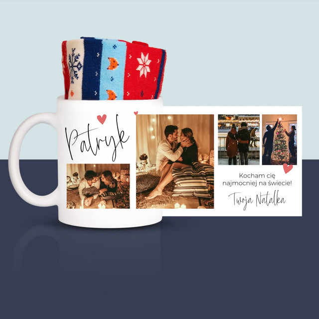 Fotokolaż: Kochanie Kocham Cię - Zimowe Skarpetki w Kubku