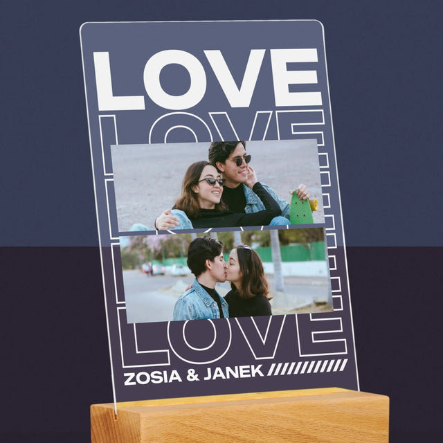 Fotokolaż: z Napisem Love - Wydruk Na Szkle Akrylowym
