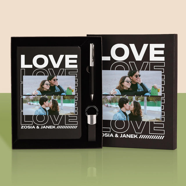 Fotokolaż: z Napisem Love - Zestaw z Notatnikiem