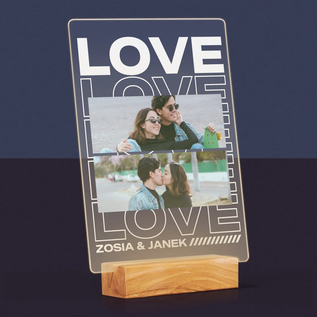 Fotokolaż: z Napisem Love - Wydruk Na Szkle Akrylowym