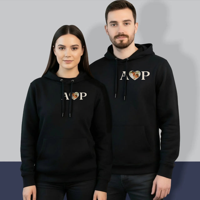 Zdjęcie I Podpis: Wasze Inicjały Z Sercem - Bluzy Dla Par