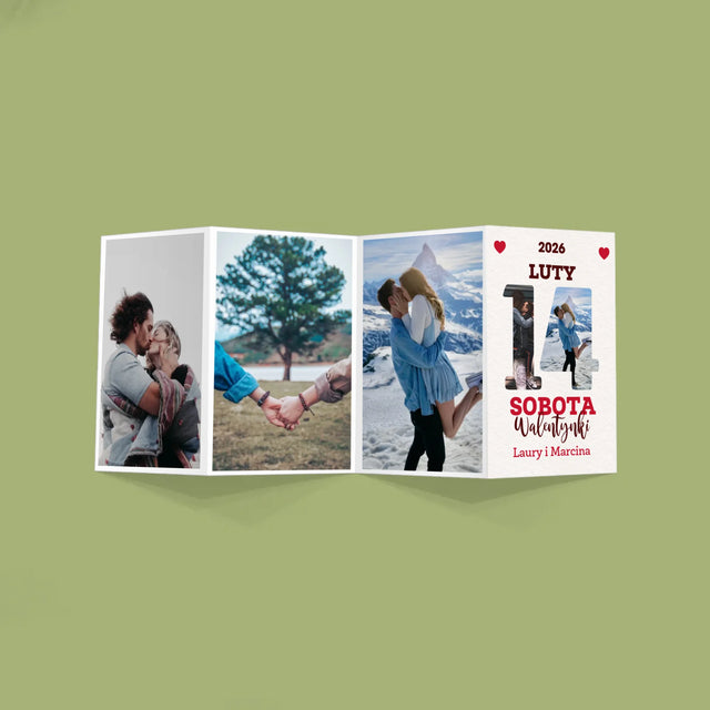 Słowo Ze Zdjęć: Walentynki Kartka z Kalendarza - Duża Harmonijka Ze Zdjęć