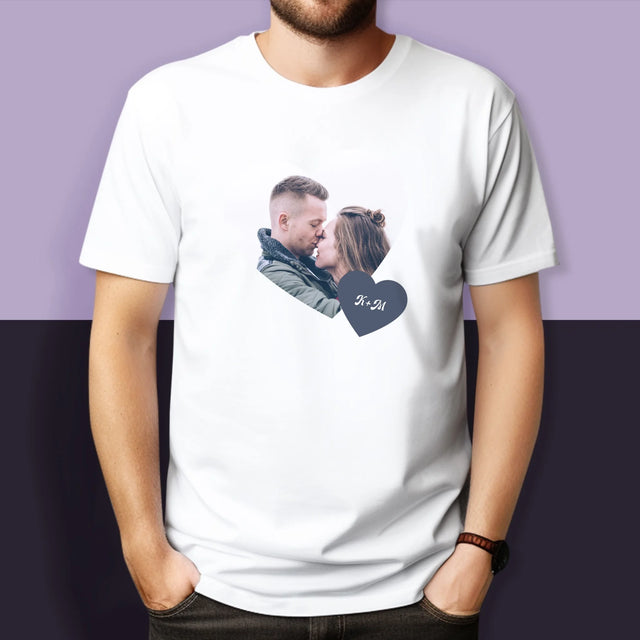 Fotokolaż: Inicjały Serce - Koszulki Dla Par