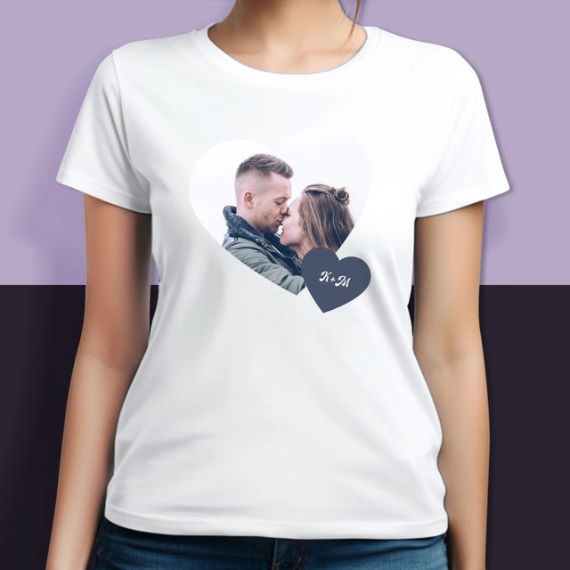 Fotokolaż: Inicjały Serce - Koszulki Dla Par